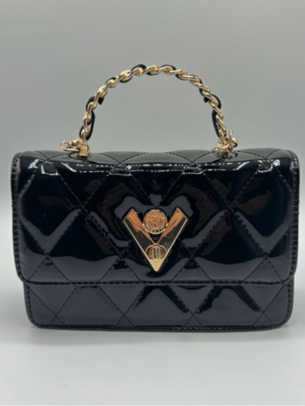 Valentino Orlandi Black Top-Handle Bag with Gold Hardware NWT